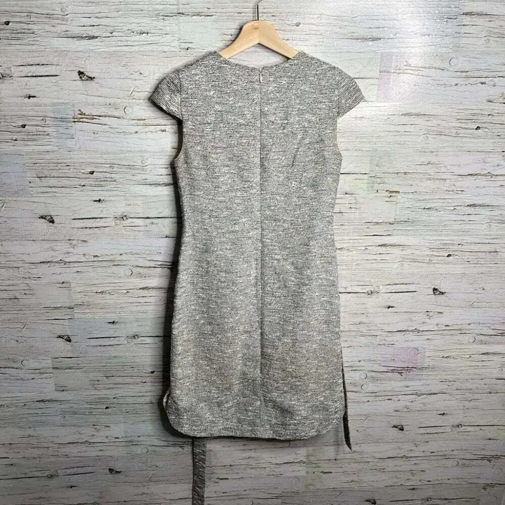 J. CREW Belted Dress Black  White Tweed gray size 0